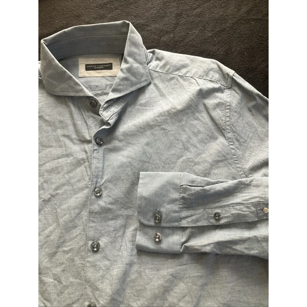 Singer‎ and Sargent Mens Size L Blue Long Sleeve Shirt